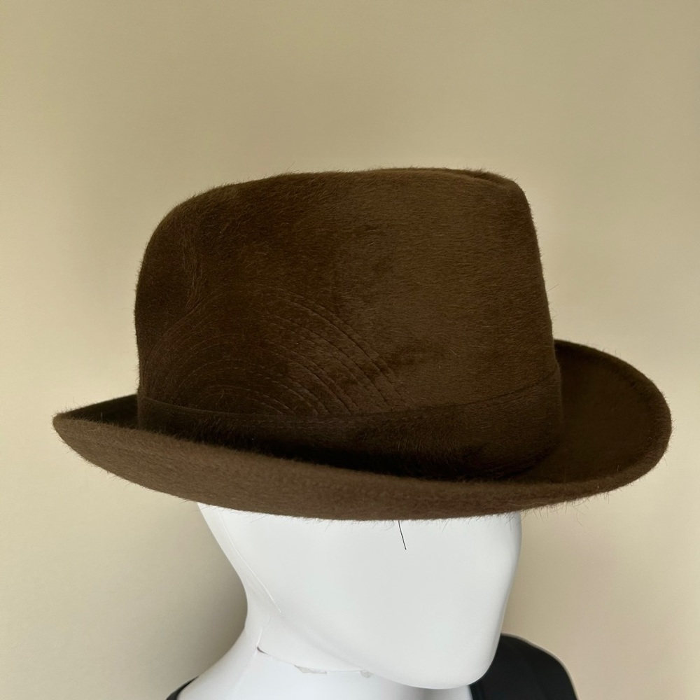 Borsalino Size 57 Fedora Brown Wool Felt Hat Italy Vintage Leather Bronzo